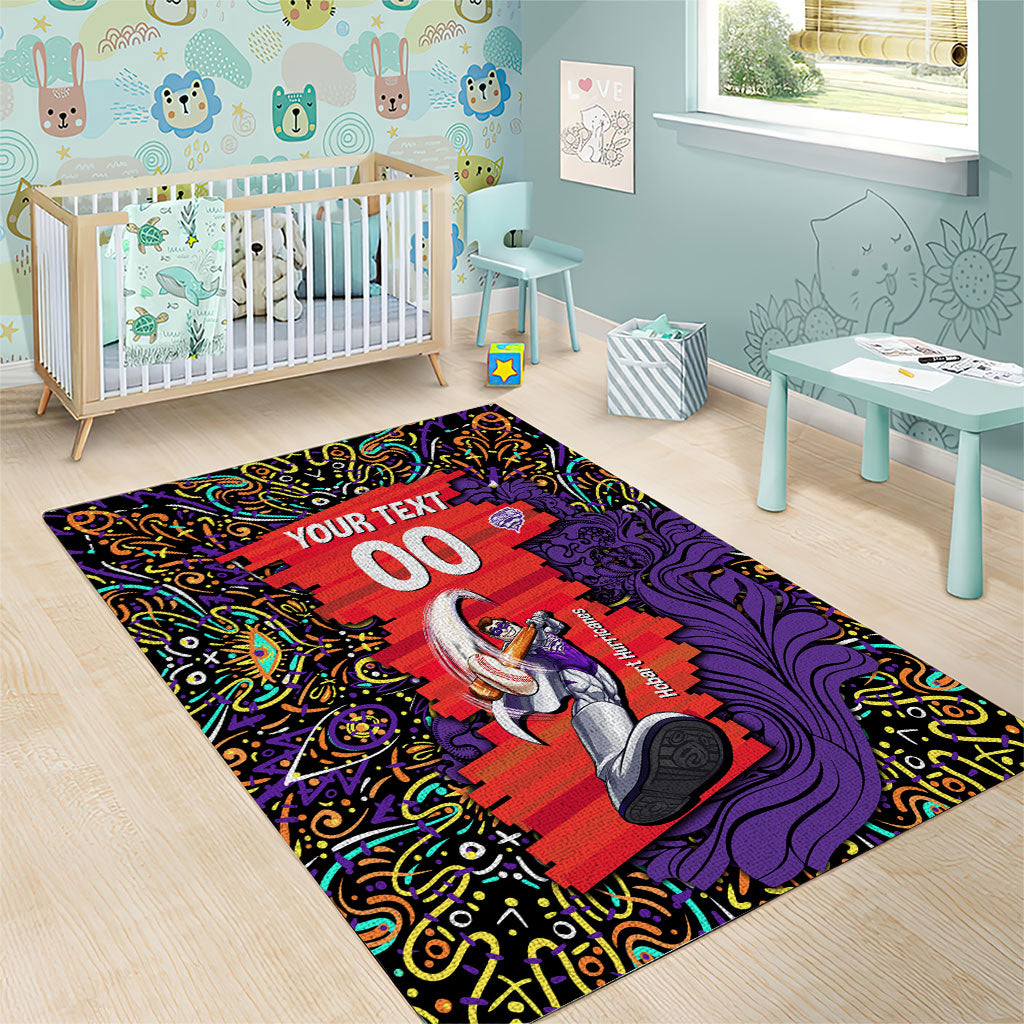 Personalized Hobart Hurricanes Cricket Area Rug Hippie Psychedelic Pattern Vibrant Mandala Art Style