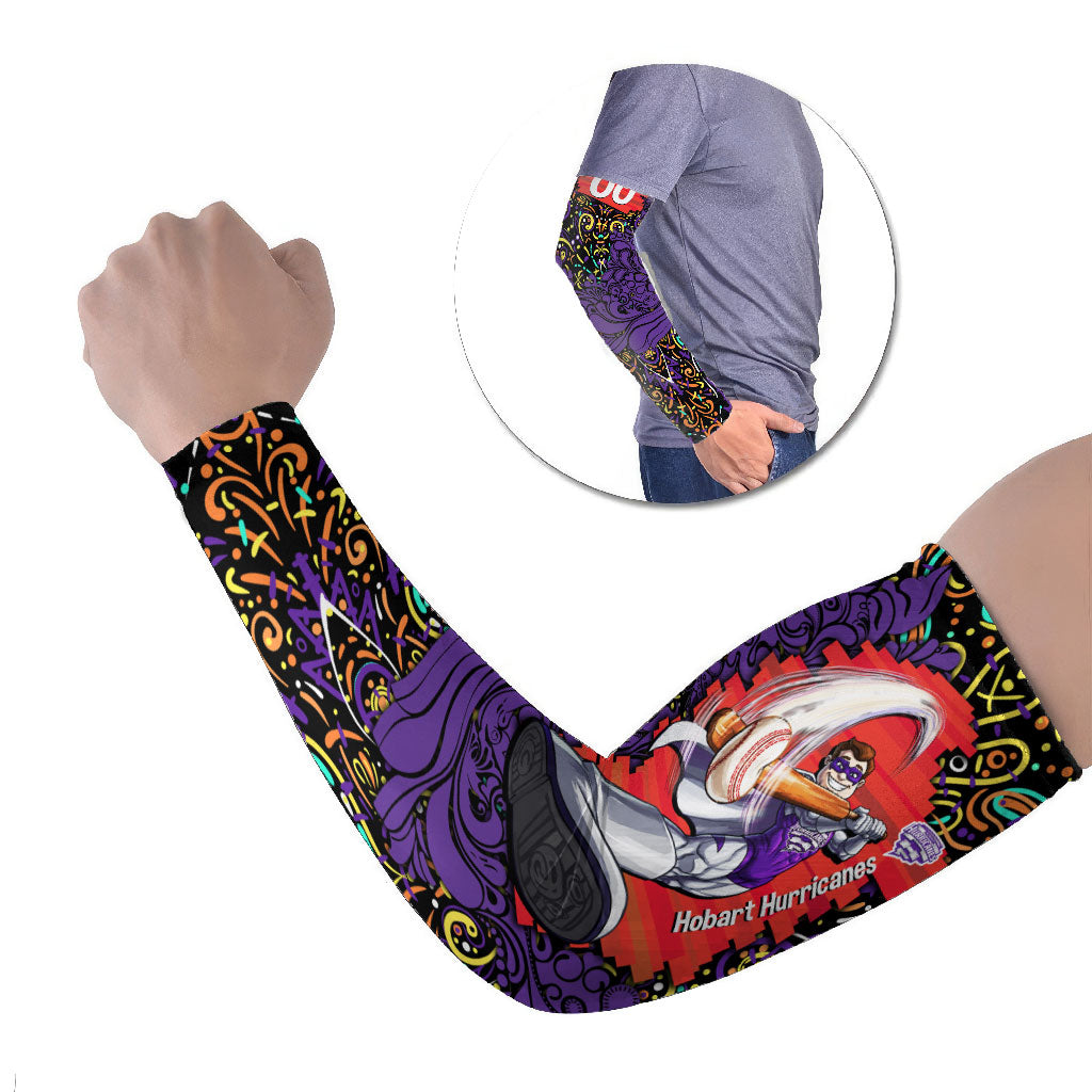 Personalized Hobart Hurricanes Cricket Arm Sleeves Hippie Psychedelic Pattern Vibrant Mandala Art Style