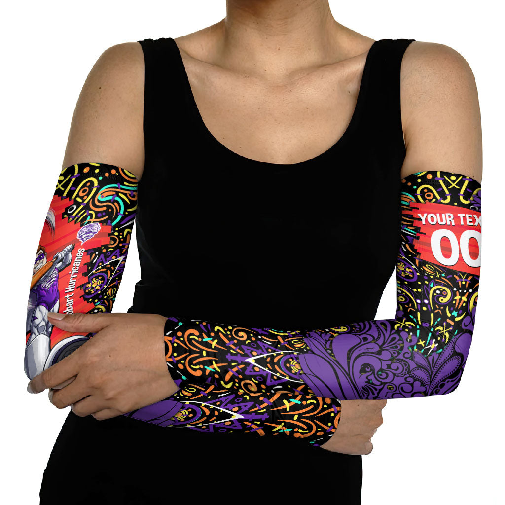 Personalized Hobart Hurricanes Cricket Arm Sleeves Hippie Psychedelic Pattern Vibrant Mandala Art Style