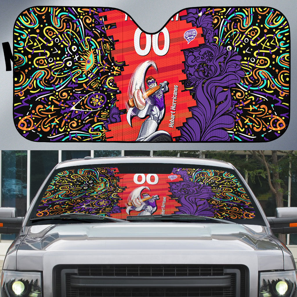 Personalized Hobart Hurricanes Cricket Auto Sun Shade Hippie Psychedelic Pattern Vibrant Mandala Art Style