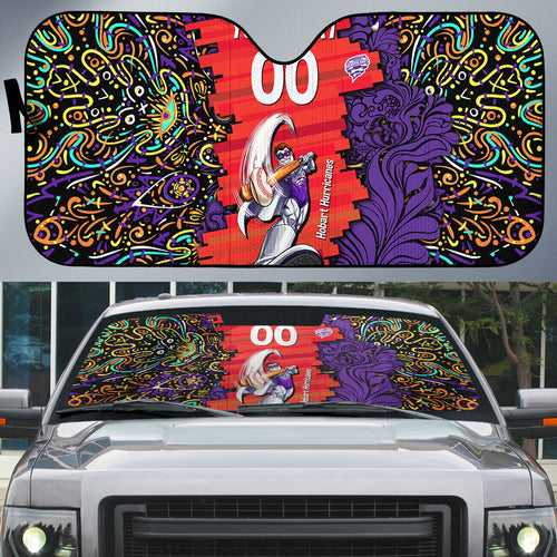 Personalized Hobart Hurricanes Cricket Auto Sun Shade Hippie Psychedelic Pattern Vibrant Mandala Art Style