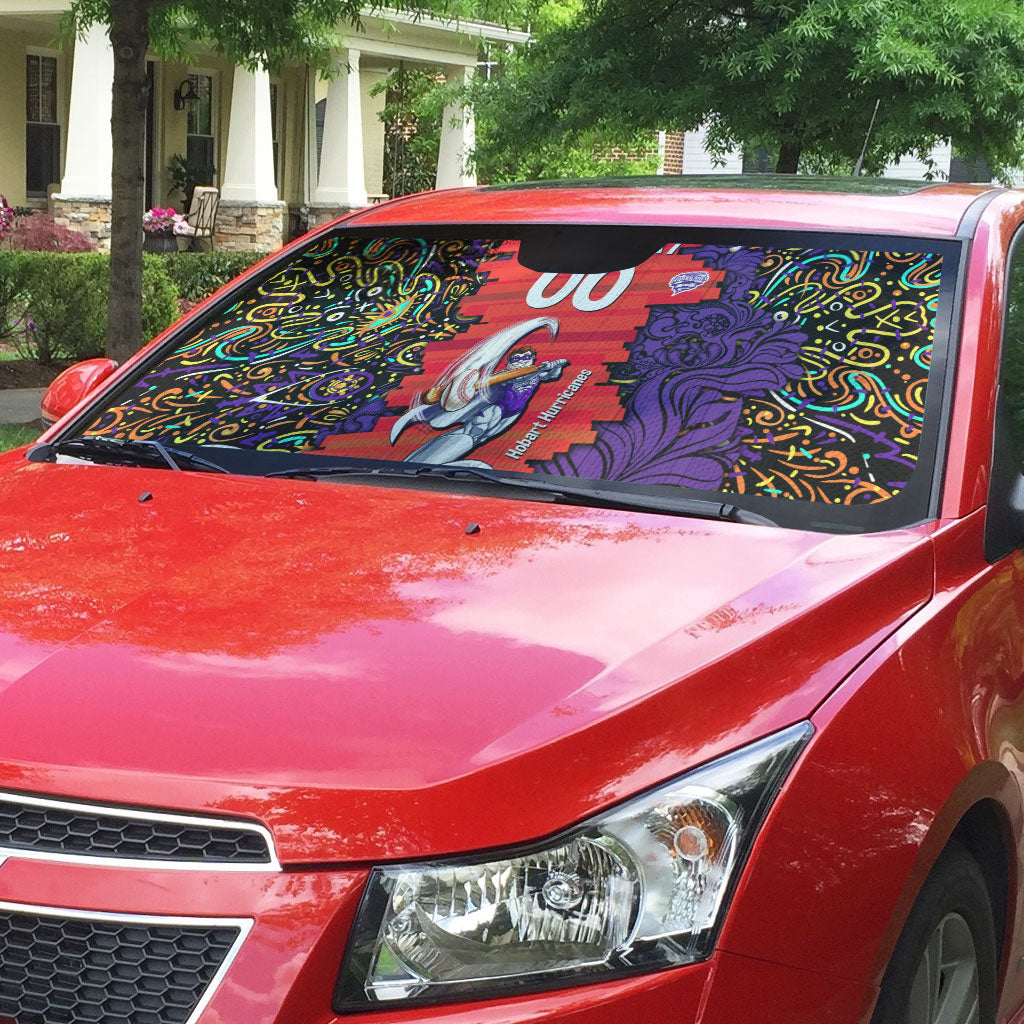 Personalized Hobart Hurricanes Cricket Auto Sun Shade Hippie Psychedelic Pattern Vibrant Mandala Art Style
