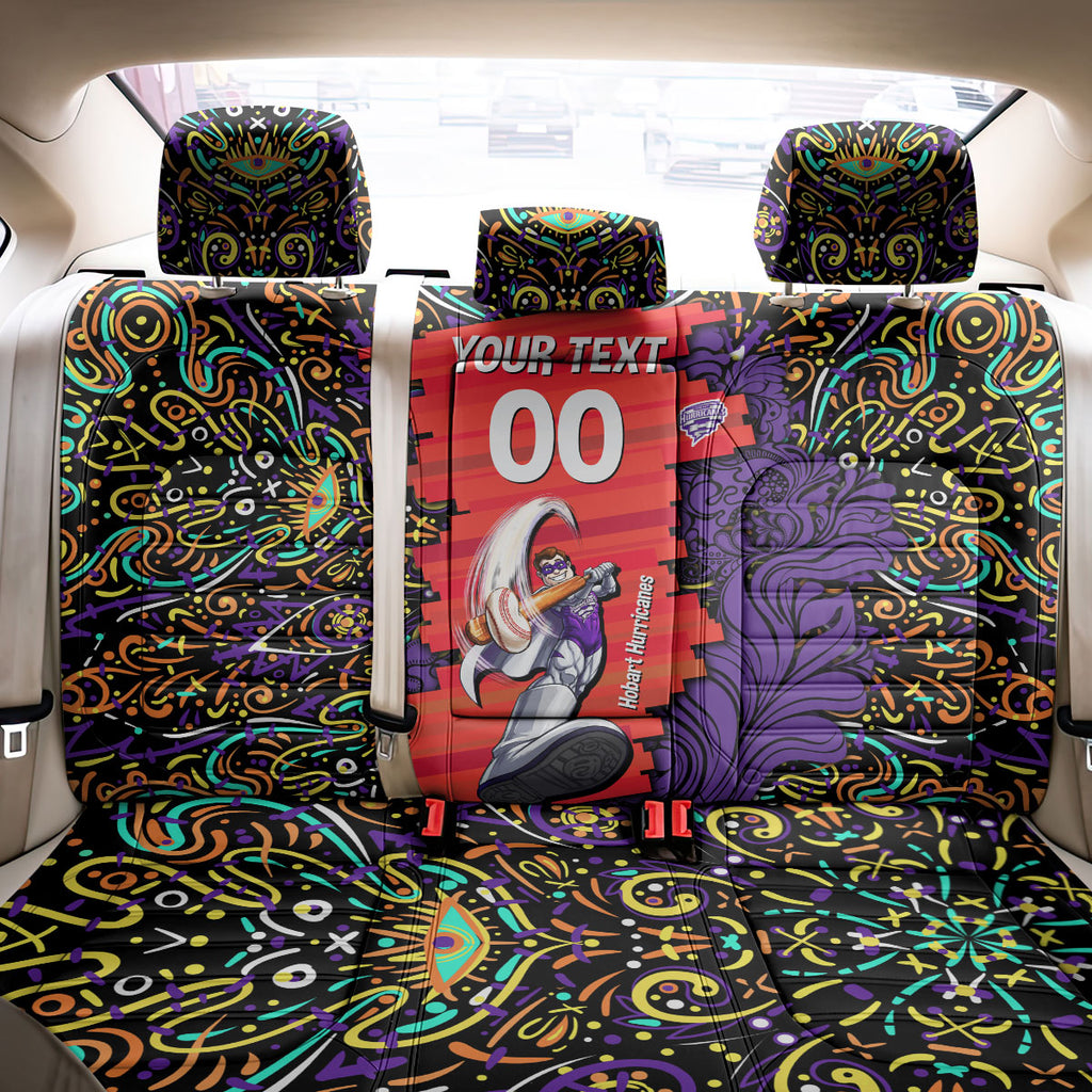 Personalized Hobart Hurricanes Cricket Back Car Seat Cover Hippie Psychedelic Pattern Vibrant Mandala Art Style