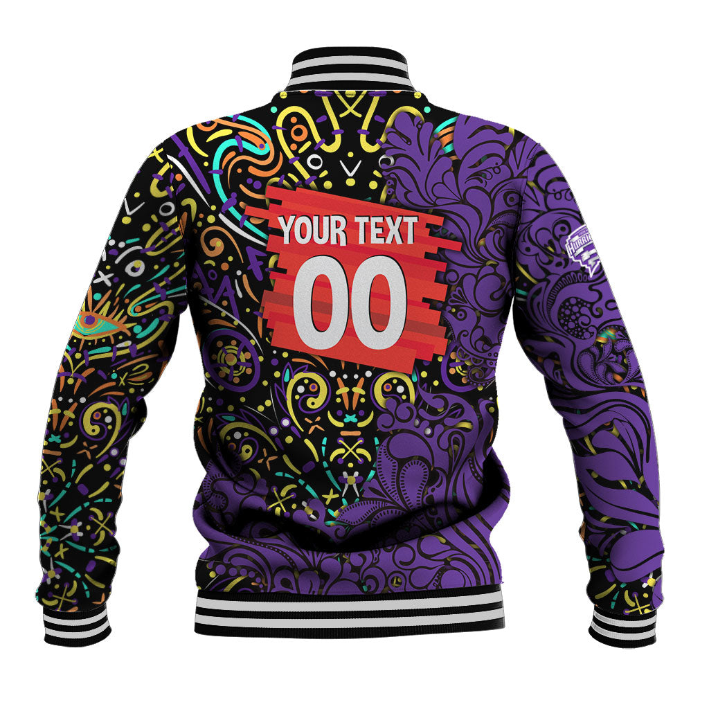 Personalized Hobart Hurricanes Cricket Baseball Jacket Hippie Psychedelic Pattern Vibrant Mandala Art Style
