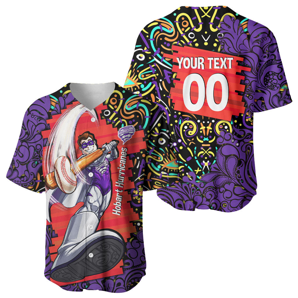 Personalized Hobart Hurricanes Cricket Baseball Jersey Hippie Psychedelic Pattern Vibrant Mandala Art Style