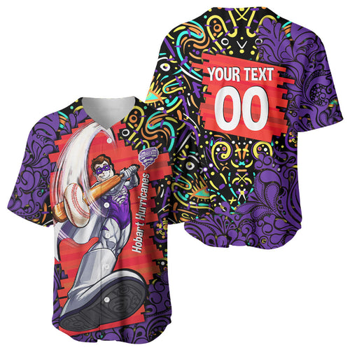 Personalized Hobart Hurricanes Cricket Baseball Jersey Hippie Psychedelic Pattern Vibrant Mandala Art Style