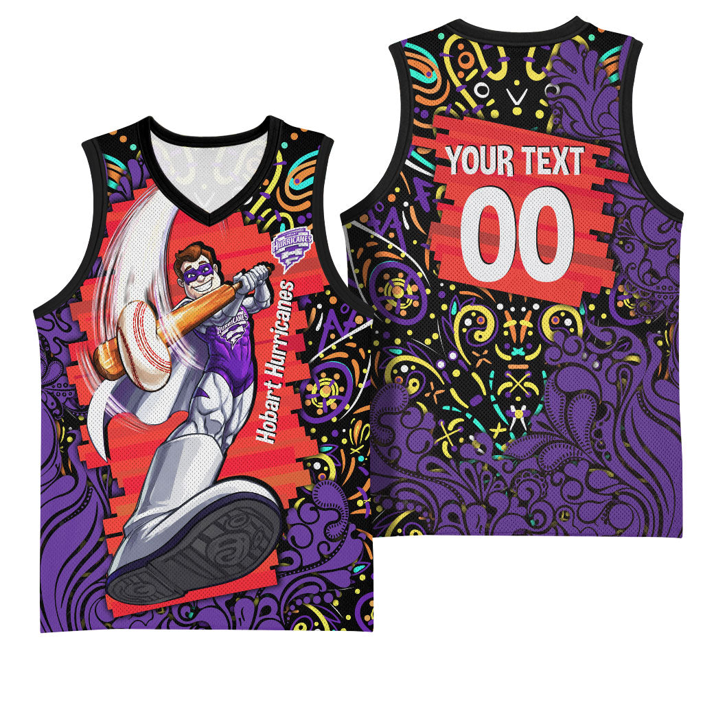 Personalized Hobart Hurricanes Cricket Basketball Jersey Hippie Psychedelic Pattern Vibrant Mandala Art Style