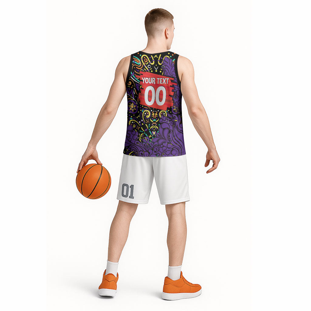 Personalized Hobart Hurricanes Cricket Basketball Jersey Hippie Psychedelic Pattern Vibrant Mandala Art Style