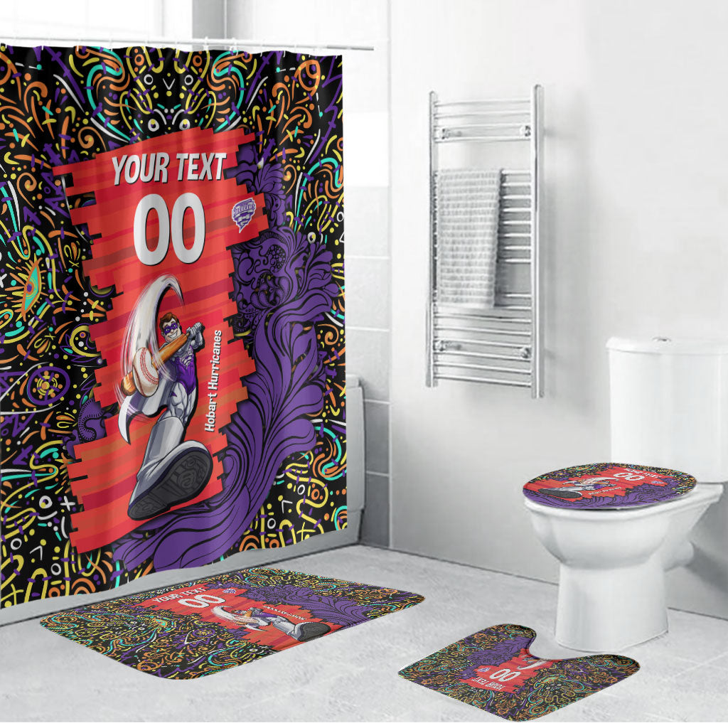 Personalized Hobart Hurricanes Cricket Bathroom Set Hippie Psychedelic Pattern Vibrant Mandala Art Style