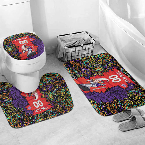 Personalized Hobart Hurricanes Cricket Bathroom Set Hippie Psychedelic Pattern Vibrant Mandala Art Style