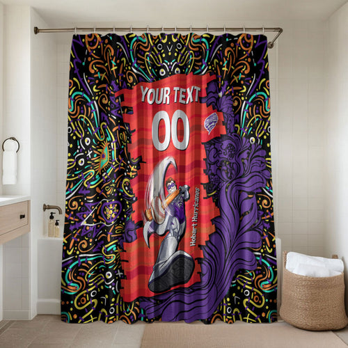 Personalized Hobart Hurricanes Cricket Bathroom Set Hippie Psychedelic Pattern Vibrant Mandala Art Style