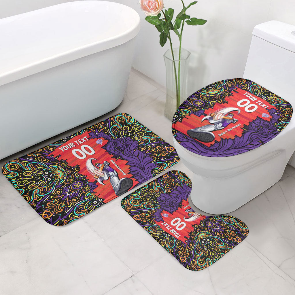 Personalized Hobart Hurricanes Cricket Bathroom Set Hippie Psychedelic Pattern Vibrant Mandala Art Style
