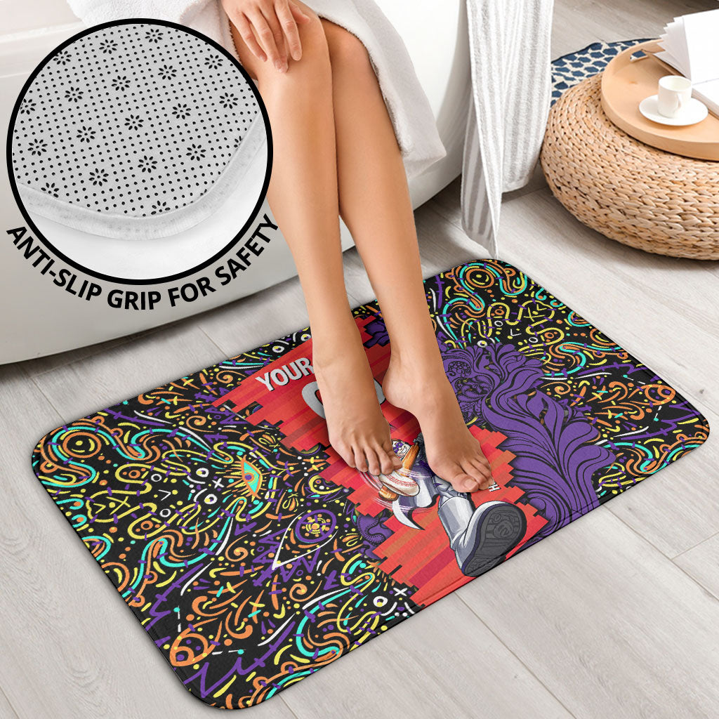 Personalized Hobart Hurricanes Cricket Bathroom Set Hippie Psychedelic Pattern Vibrant Mandala Art Style