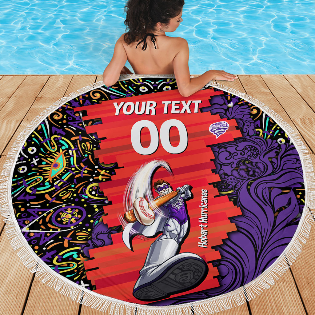 Personalized Hobart Hurricanes Cricket Beach Blanket Hippie Psychedelic Pattern Vibrant Mandala Art Style