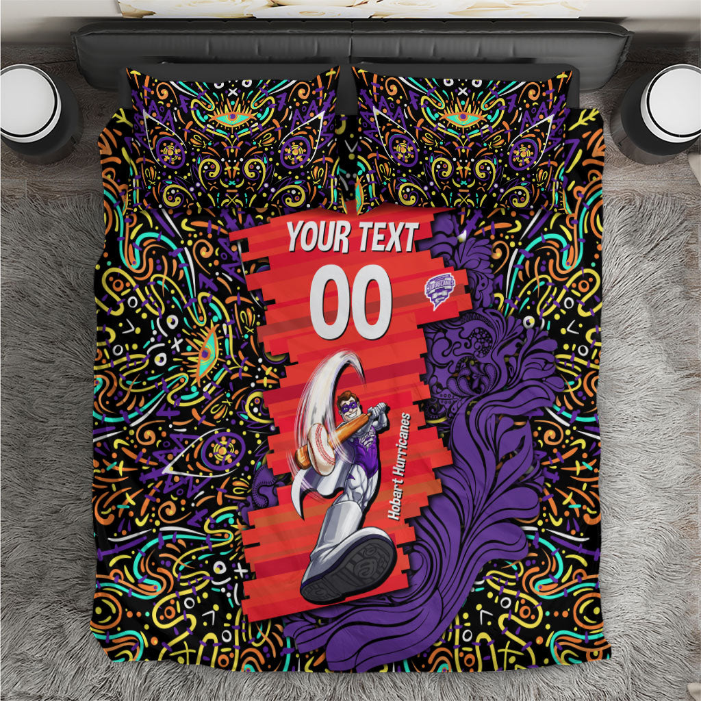 Personalized Hobart Hurricanes Cricket Bedding Set Hippie Psychedelic Pattern Vibrant Mandala Art Style
