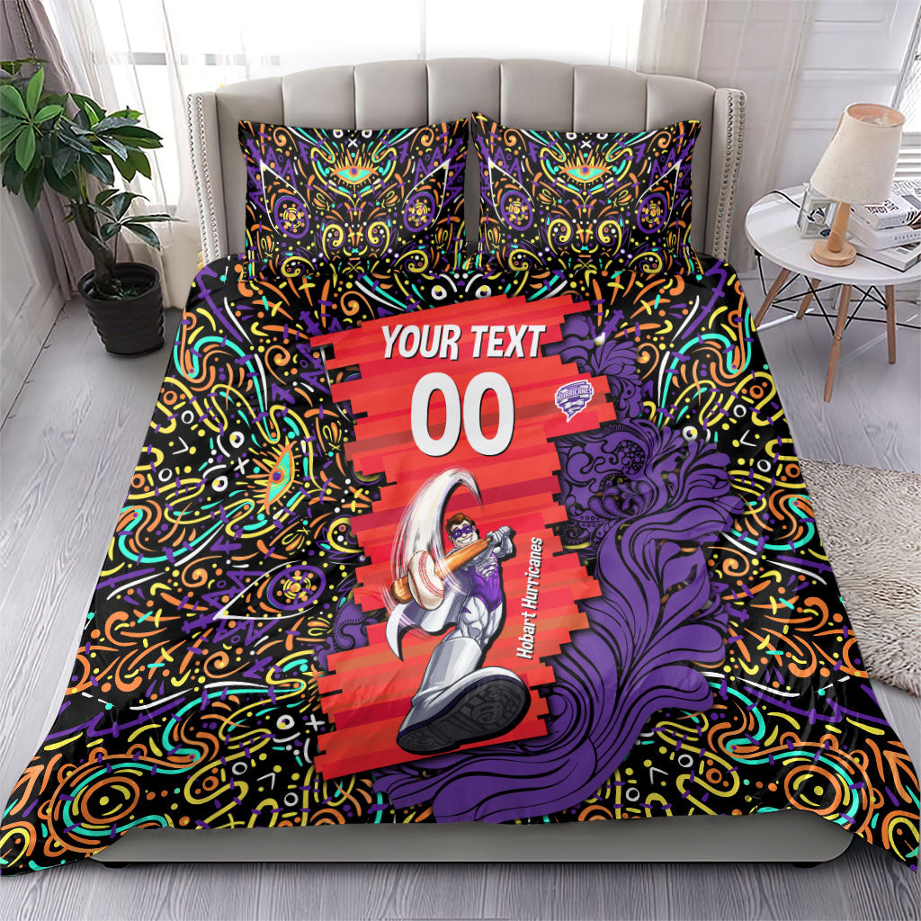 Personalized Hobart Hurricanes Cricket Bedding Set Hippie Psychedelic Pattern Vibrant Mandala Art Style