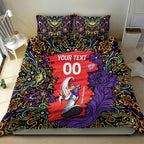 Personalized Hobart Hurricanes Cricket Bedding Set Hippie Psychedelic Pattern Vibrant Mandala Art Style