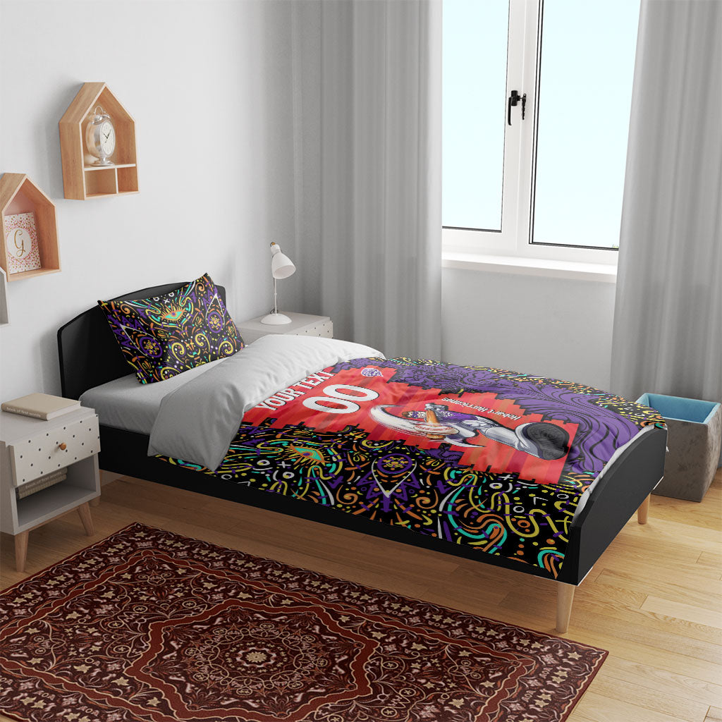 Personalized Hobart Hurricanes Cricket Bedding Set Hippie Psychedelic Pattern Vibrant Mandala Art Style