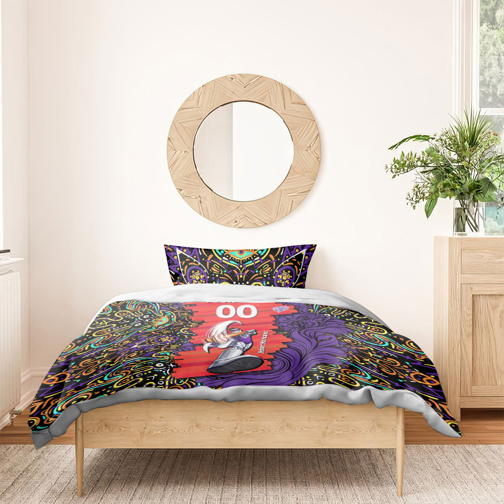 Personalized Hobart Hurricanes Cricket Bedding Set Hippie Psychedelic Pattern Vibrant Mandala Art Style