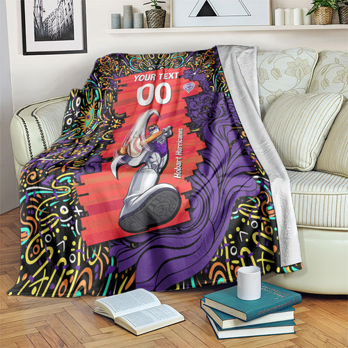 Personalized Hobart Hurricanes Cricket Blanket Hippie Psychedelic Pattern Vibrant Mandala Art Style