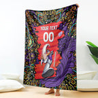 Personalized Hobart Hurricanes Cricket Blanket Hippie Psychedelic Pattern Vibrant Mandala Art Style