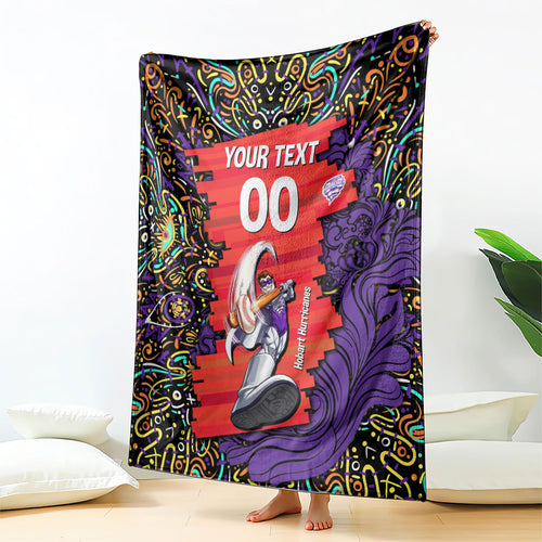 Personalized Hobart Hurricanes Cricket Blanket Hippie Psychedelic Pattern Vibrant Mandala Art Style