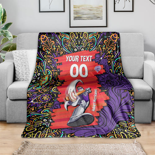 Personalized Hobart Hurricanes Cricket Blanket Hippie Psychedelic Pattern Vibrant Mandala Art Style