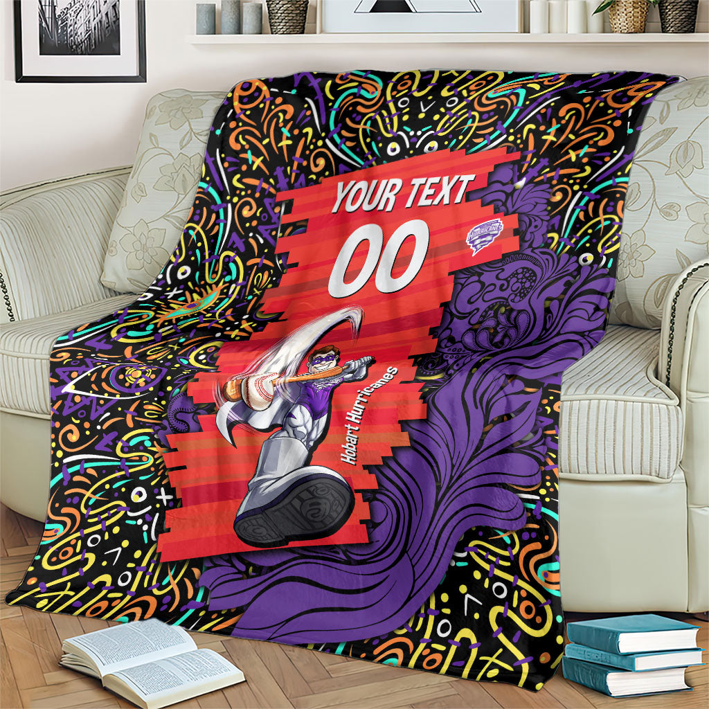 Personalized Hobart Hurricanes Cricket Blanket Hippie Psychedelic Pattern Vibrant Mandala Art Style