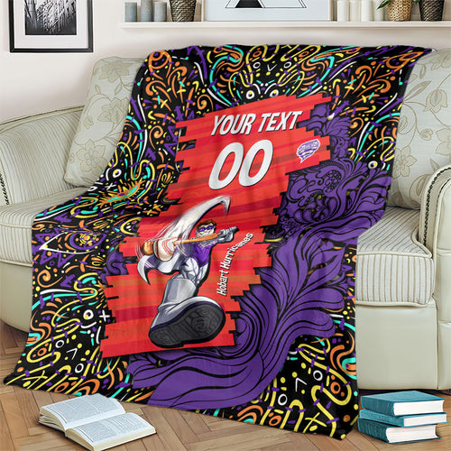 Personalized Hobart Hurricanes Cricket Blanket Hippie Psychedelic Pattern Vibrant Mandala Art Style