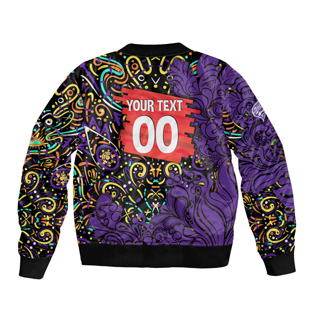 Personalized Hobart Hurricanes Cricket Bomber Jacket Hippie Psychedelic Pattern Vibrant Mandala Art Style