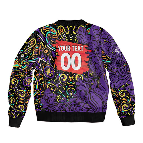 Personalized Hobart Hurricanes Cricket Bomber Jacket Hippie Psychedelic Pattern Vibrant Mandala Art Style