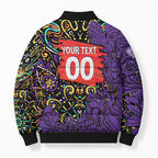Personalized Hobart Hurricanes Cricket Bomber Puffer Jacket Hippie Psychedelic Pattern Vibrant Mandala Art Style