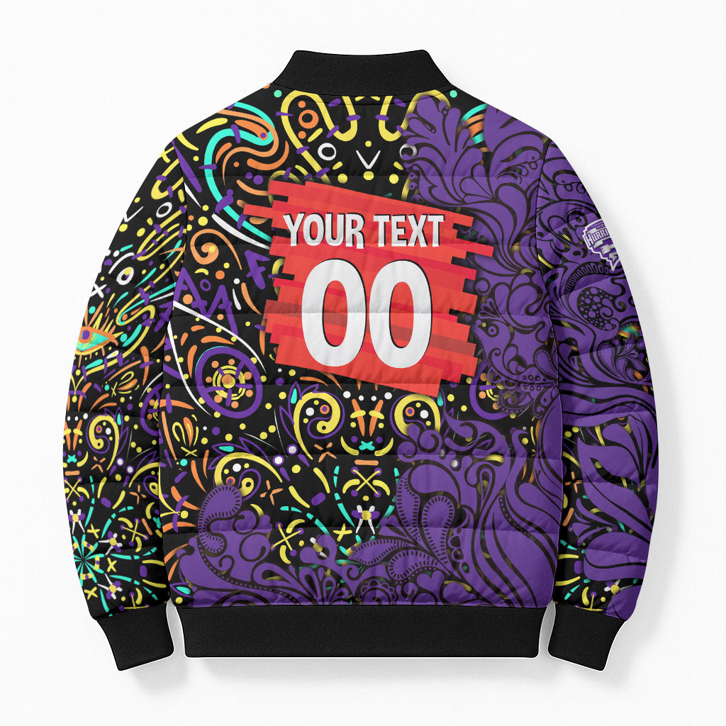 Personalized Hobart Hurricanes Cricket Bomber Puffer Jacket Hippie Psychedelic Pattern Vibrant Mandala Art Style