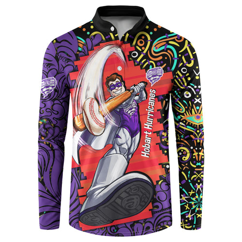 Personalized Hobart Hurricanes Cricket Button Sweatshirt Hippie Psychedelic Pattern Vibrant Mandala Art Style
