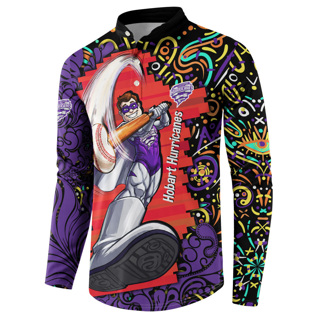 Personalized Hobart Hurricanes Cricket Button Sweatshirt Hippie Psychedelic Pattern Vibrant Mandala Art Style