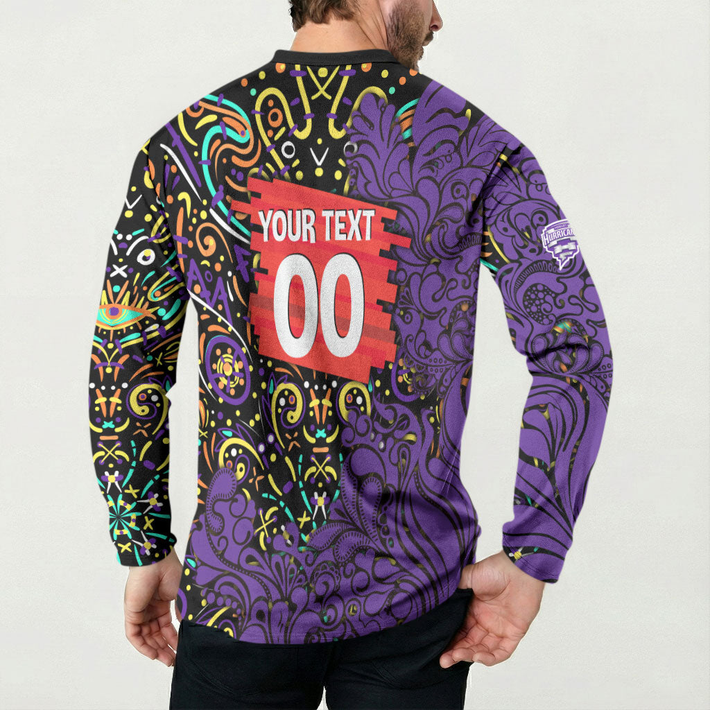 Personalized Hobart Hurricanes Cricket Button Sweatshirt Hippie Psychedelic Pattern Vibrant Mandala Art Style