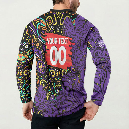 Personalized Hobart Hurricanes Cricket Button Sweatshirt Hippie Psychedelic Pattern Vibrant Mandala Art Style