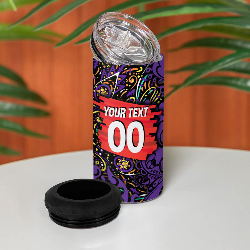 Personalized Hobart Hurricanes Cricket 4 in 1 Can Cooler Tumbler Hippie Psychedelic Pattern Vibrant Mandala Art Style