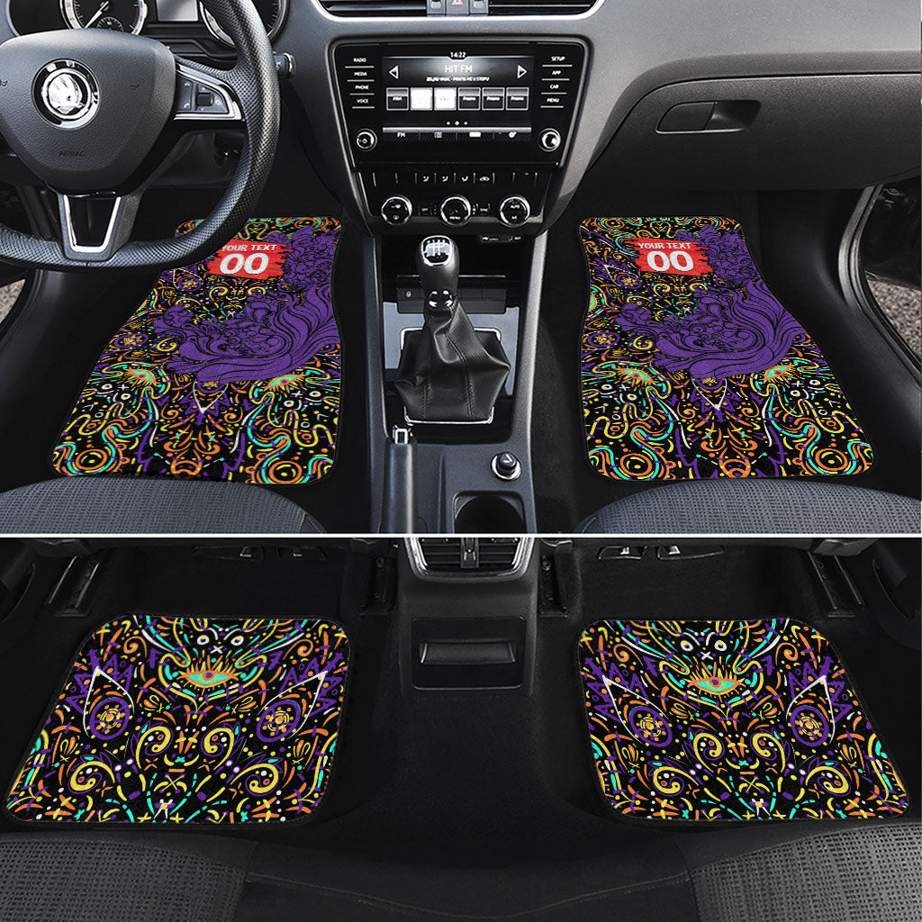 Personalized Hobart Hurricanes Cricket Car Mats Hippie Psychedelic Pattern Vibrant Mandala Art Style
