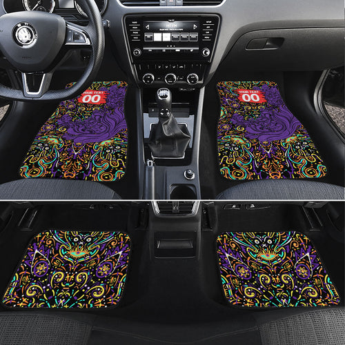 Personalized Hobart Hurricanes Cricket Car Mats Hippie Psychedelic Pattern Vibrant Mandala Art Style
