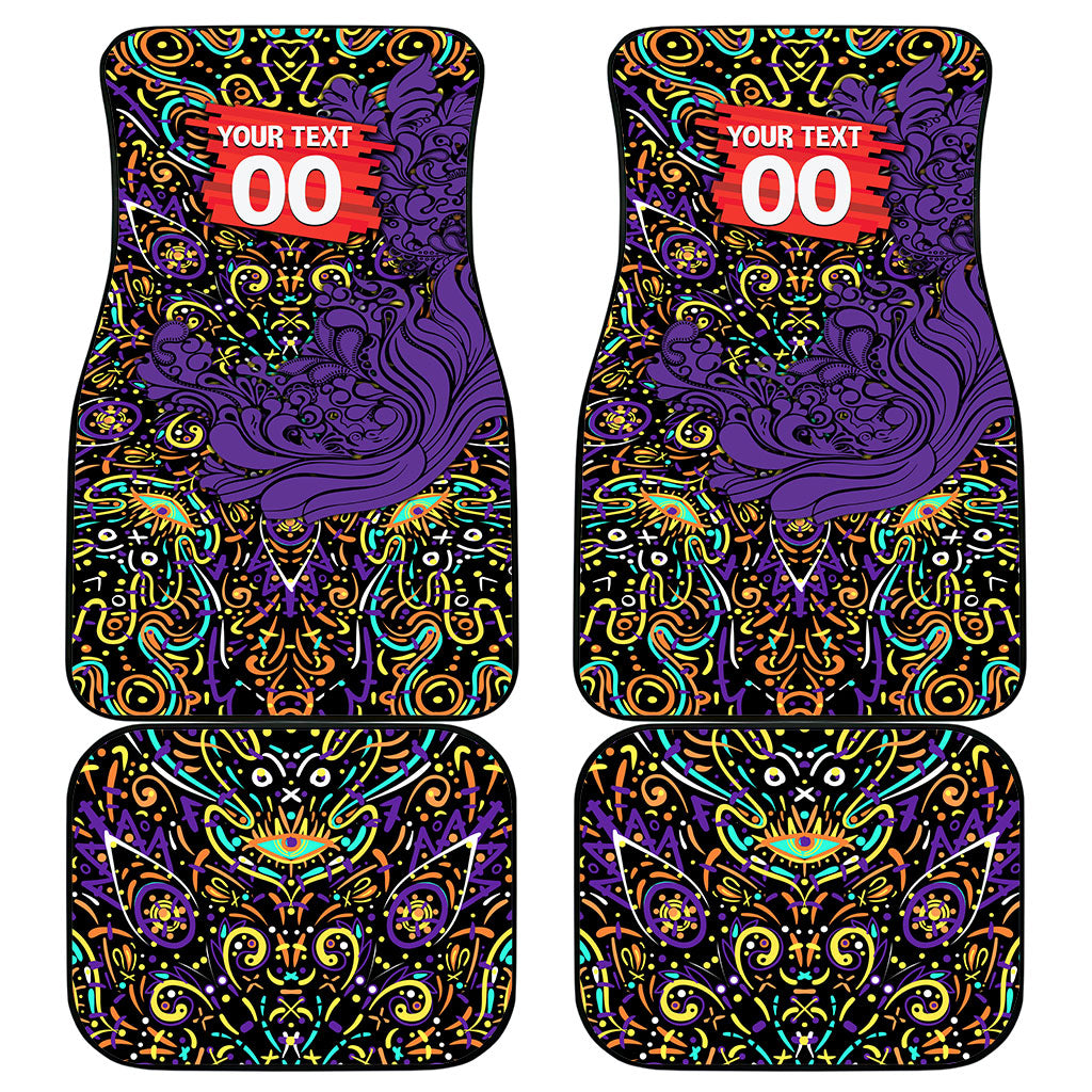 Personalized Hobart Hurricanes Cricket Car Mats Hippie Psychedelic Pattern Vibrant Mandala Art Style