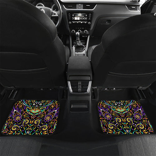 Personalized Hobart Hurricanes Cricket Car Mats Hippie Psychedelic Pattern Vibrant Mandala Art Style