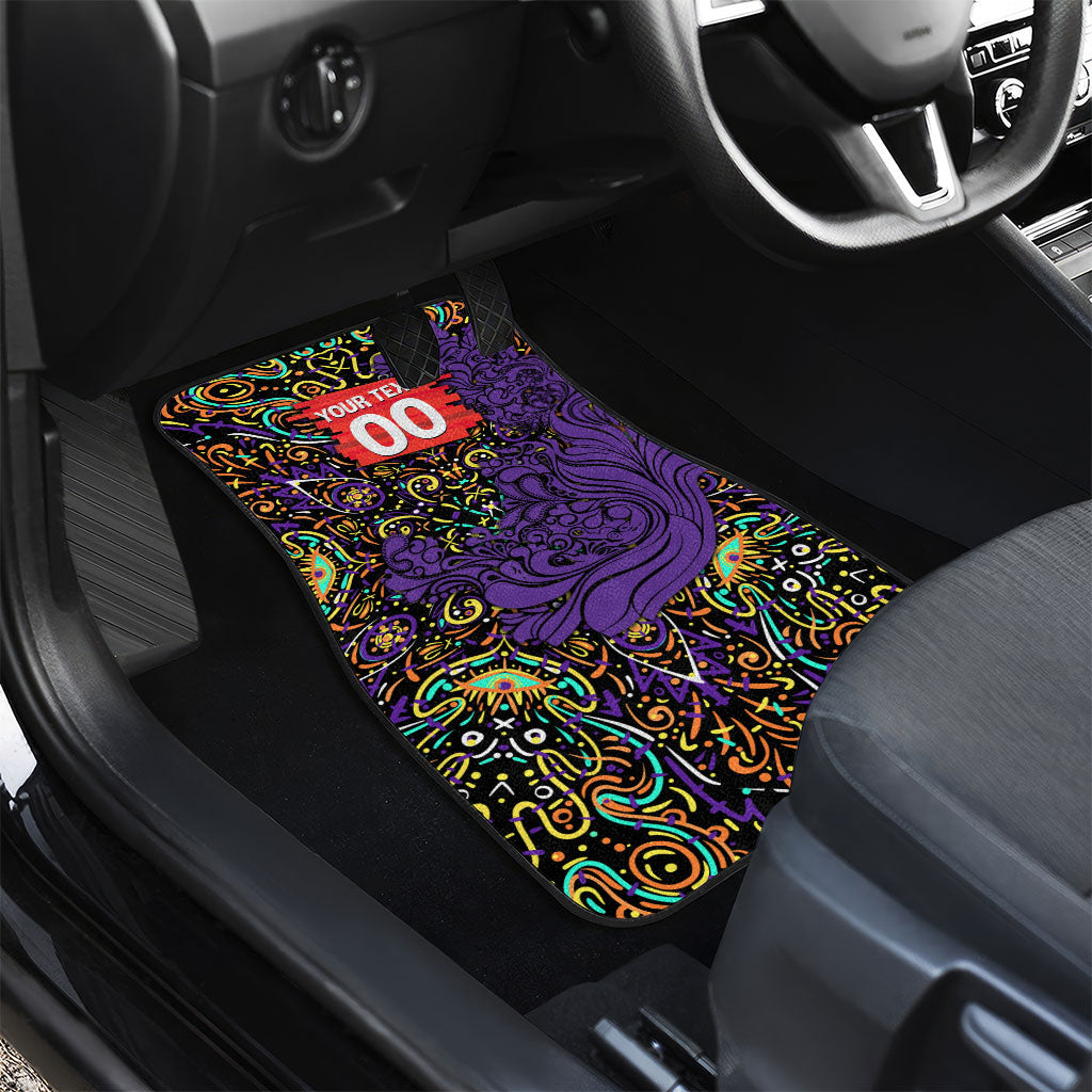 Personalized Hobart Hurricanes Cricket Car Mats Hippie Psychedelic Pattern Vibrant Mandala Art Style