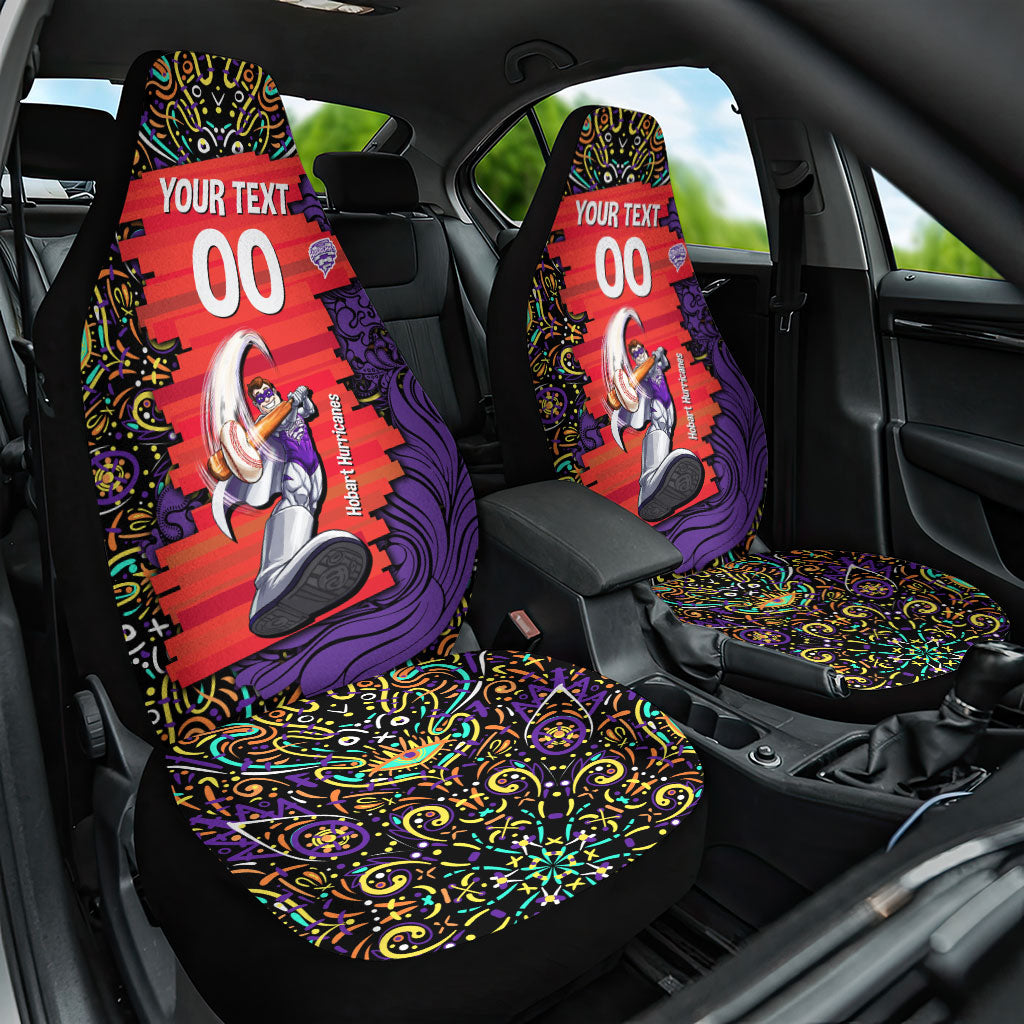 Personalized Hobart Hurricanes Cricket Car Seat Cover Hippie Psychedelic Pattern Vibrant Mandala Art Style
