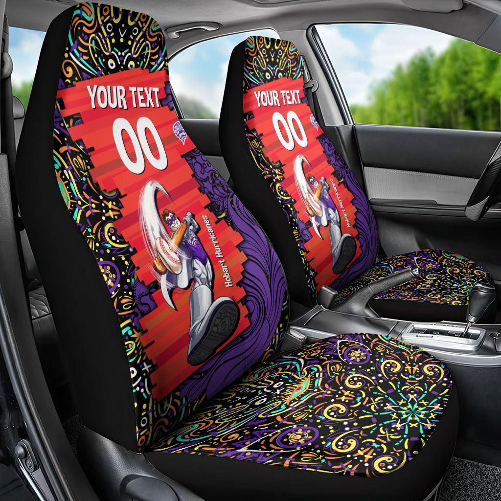 Personalized Hobart Hurricanes Cricket Car Seat Cover Hippie Psychedelic Pattern Vibrant Mandala Art Style