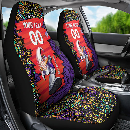 Personalized Hobart Hurricanes Cricket Car Seat Cover Hippie Psychedelic Pattern Vibrant Mandala Art Style