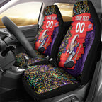 Personalized Hobart Hurricanes Cricket Car Seat Cover Hippie Psychedelic Pattern Vibrant Mandala Art Style