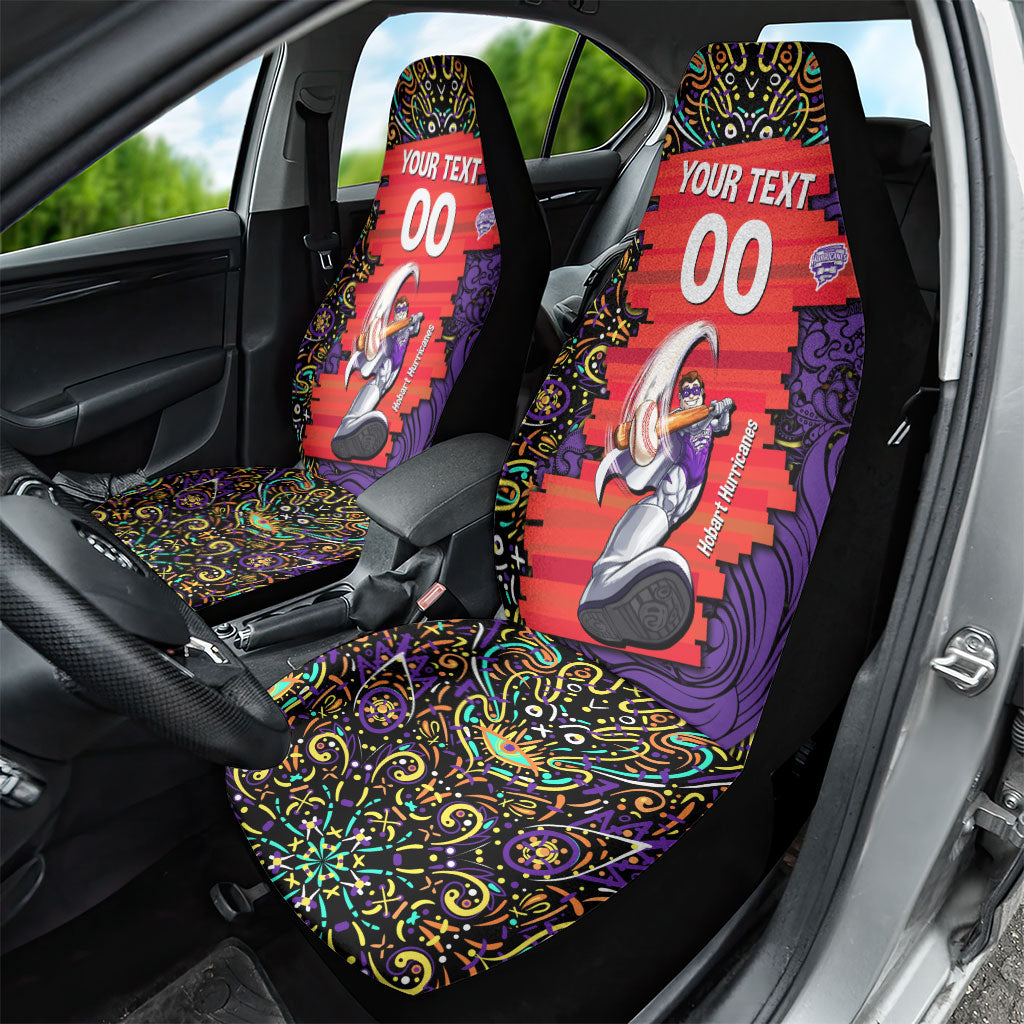 Personalized Hobart Hurricanes Cricket Car Seat Cover Hippie Psychedelic Pattern Vibrant Mandala Art Style