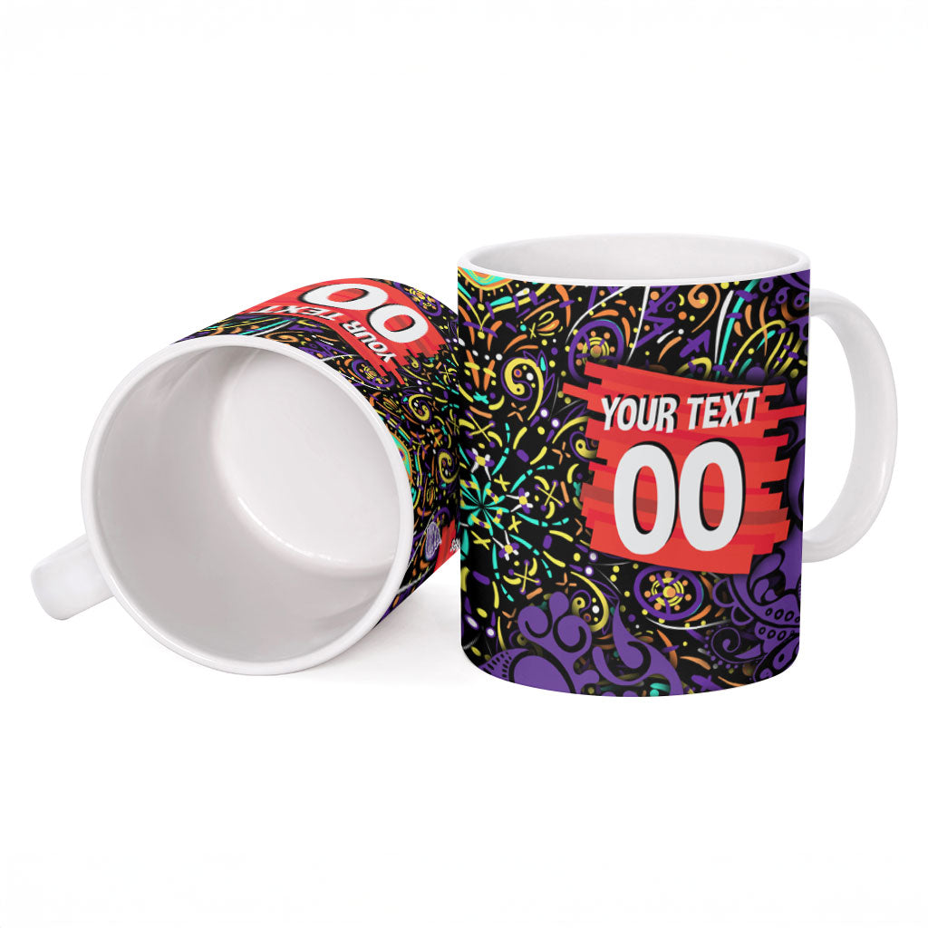 Personalized Hobart Hurricanes Cricket Ceramic Mug Hippie Psychedelic Pattern Vibrant Mandala Art Style