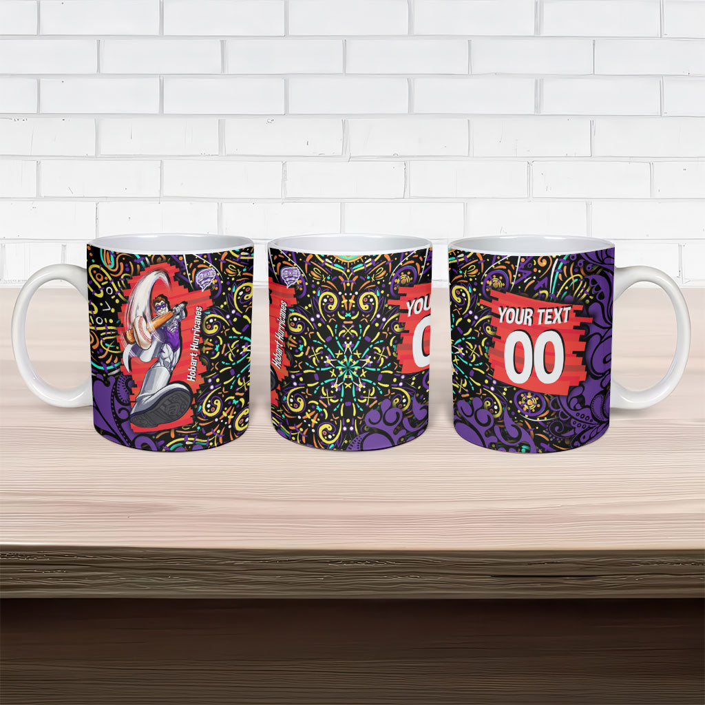 Personalized Hobart Hurricanes Cricket Ceramic Mug Hippie Psychedelic Pattern Vibrant Mandala Art Style